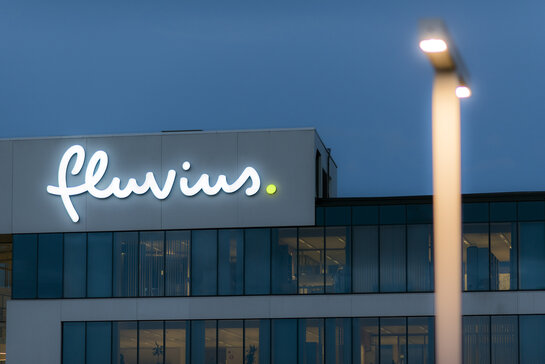 Logo Fluvius op hoofdkantoor