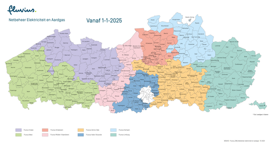 Kaart van de netbeheerders elektriciteit en aardgas vanaf 2025