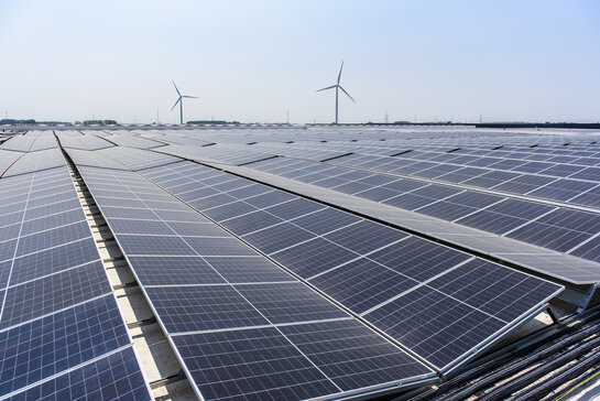 Climate and environment - energy transition Solar panels on a roof