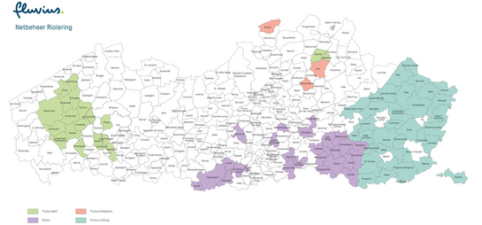 Werkingsgebied Fluvius DNB rioolnetbeheer