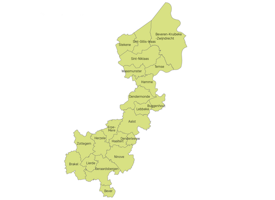 Werkingsgebied Fluvius Midden-Vlaanderen