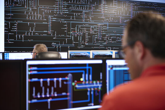 Fluvius collega's in het controlecentrum